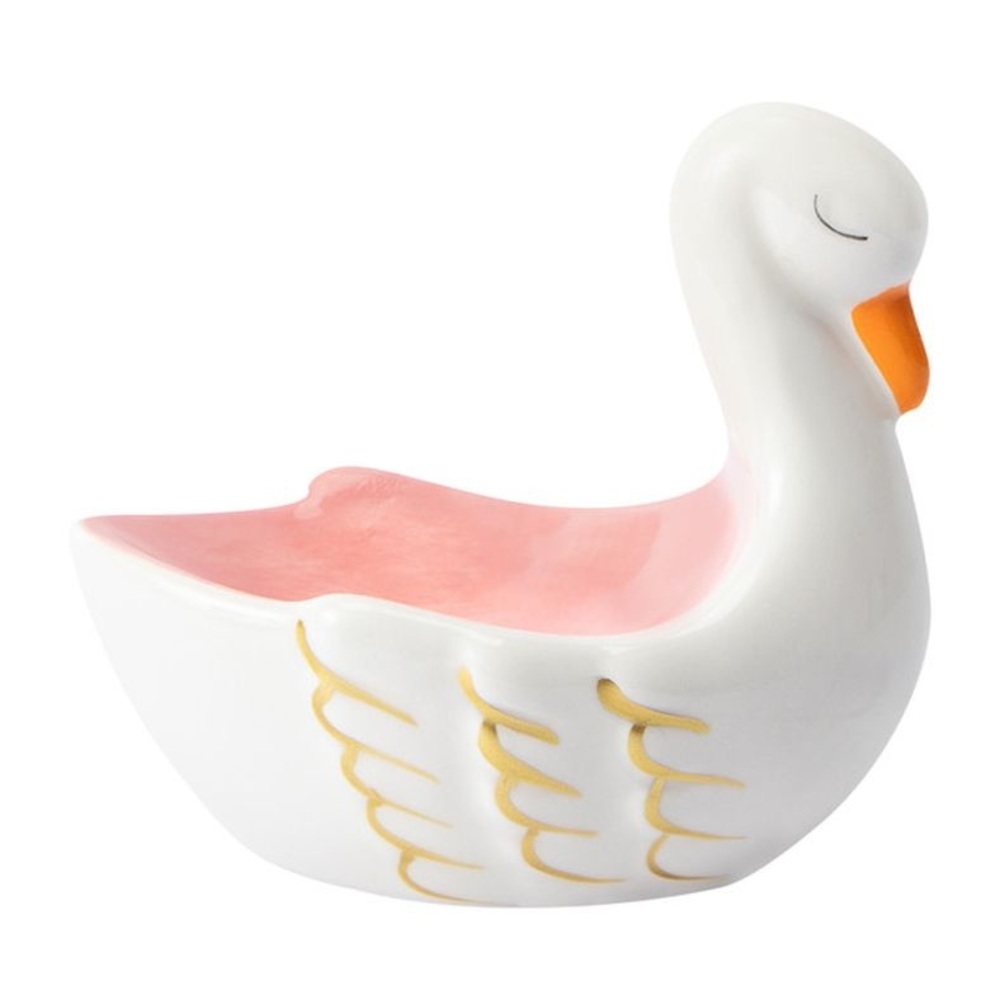 🆕Glazed Ceramic Swan Trinket Bowl